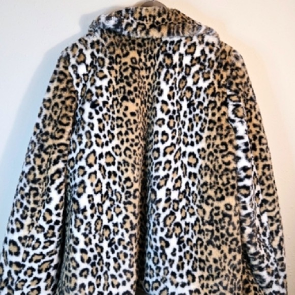 Guess coat leopard faux fur loose fit open front coat cozy soft faux fur Guess - Picture 3 of 6